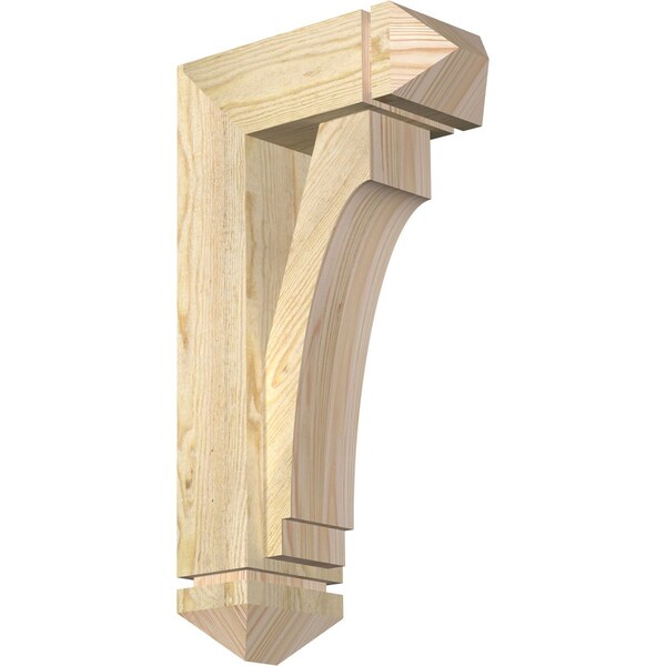 Ekena Millwork Imperial Arts and Crafts Rough Sawn Bracket w/ Offset Brace, Douglas Fir, 6"W x 14"D x 26"H BKT0604X14X26IMP03RDF - main